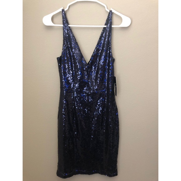 Navy sequence bodycon dress - Picture 3 of 5